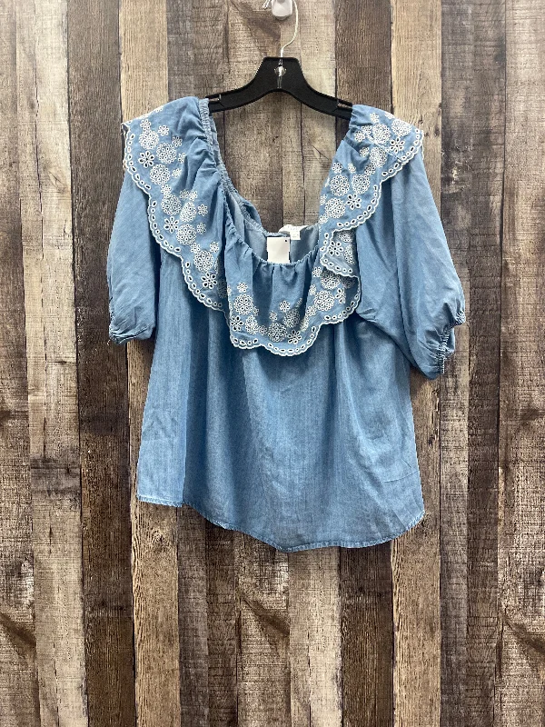 Blue Top Short Sleeve Time And Tru, Size L