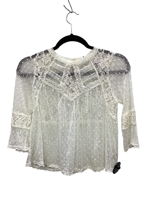 Cream Top Short Sleeve Free People, Size Xs