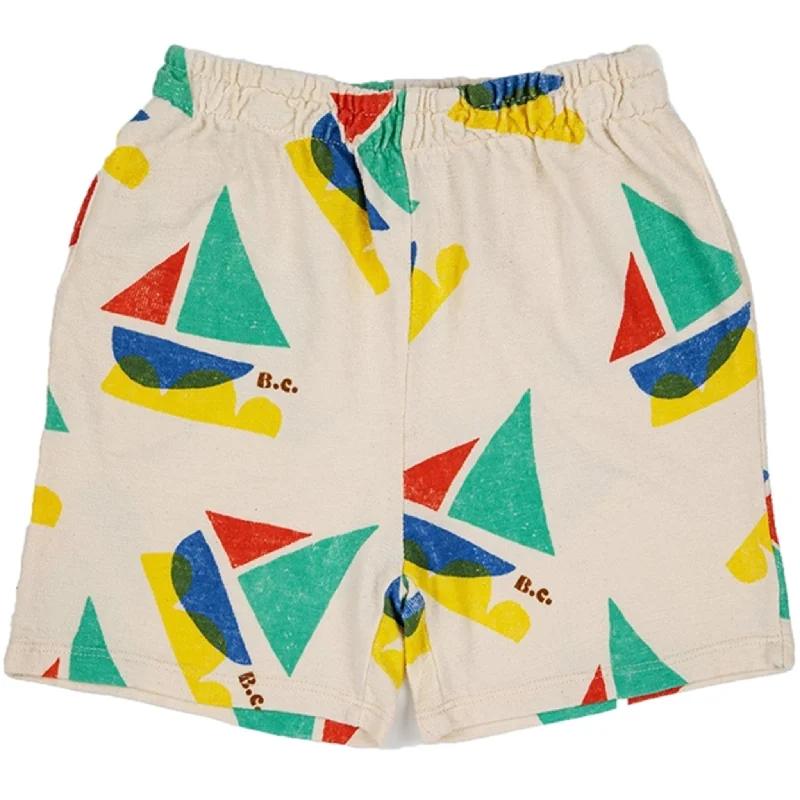 Bobo Choses White Multicolor Sail Boat All Over Bermuda Shorts