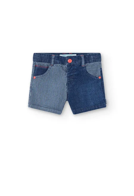 Boys Striped Denim Shorts