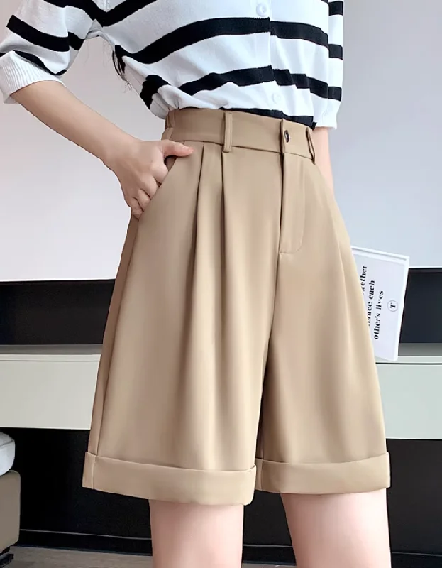 High-Waisted Suit Shorts