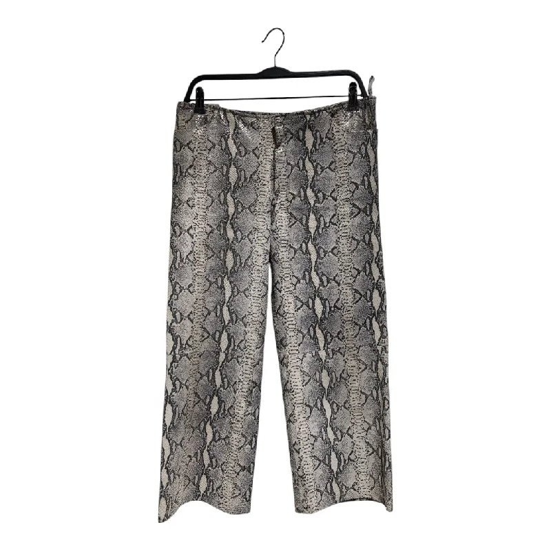 Vintage/Wide Leg Pants/46/Animal Pattern/Leather/GRY/SNAKESKIN PANTS