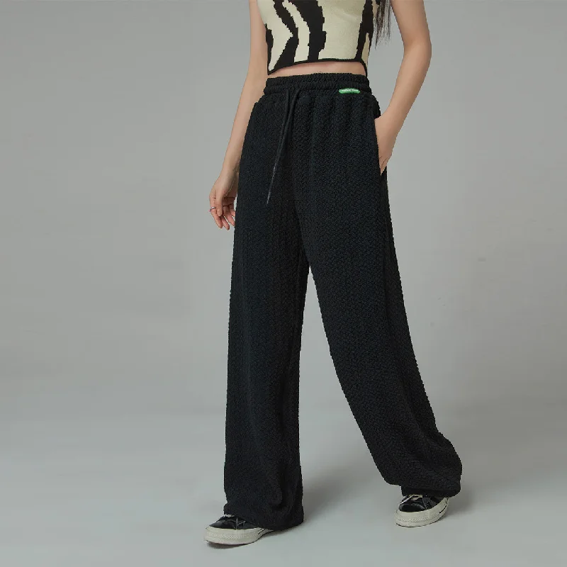 Embossed Fabric Wide Jogger Pants