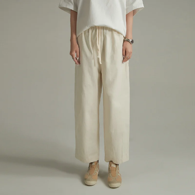 Cotton Ankle Cropped Wide Pants