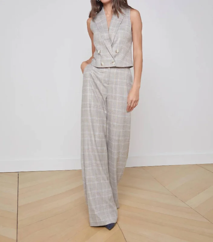 Pilar Wide Leg Pant In Ivory/neutral Multi